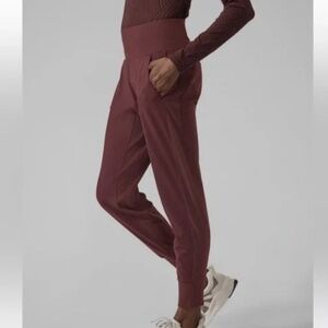Athleta Venice Velvet Stripe Athleisure Tapered Jogger Maroon Size 2X NWT